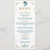 Cartes de menu de mariage sarcelle et or (Devant)