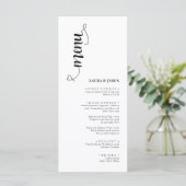 Cartes de menu de mariage simples noir et blanc (Debout devant)