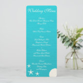 Cartes de Menu de Mariage sur la Plage avec Coquil (Debout devant)