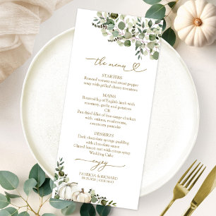 Cartes de menu de mariage Tournesol Citrouille pou