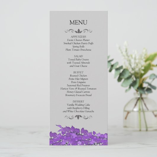 Cartes de Menu de Réception de Mariage (Debout devant)