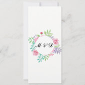 Cartes de menu de réception de mariage élégant flo (Dos)