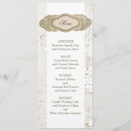 Cartes de menu de réception de mariage floral vint (Devant)