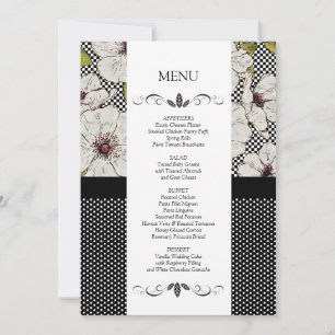 Cartes de menu de réception de mariage florales