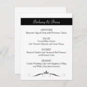 Cartes de menu de réception en noir et blanc (Devant / Derrière)