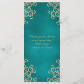 Cartes de menu de style indien turquoise et or (Dos)