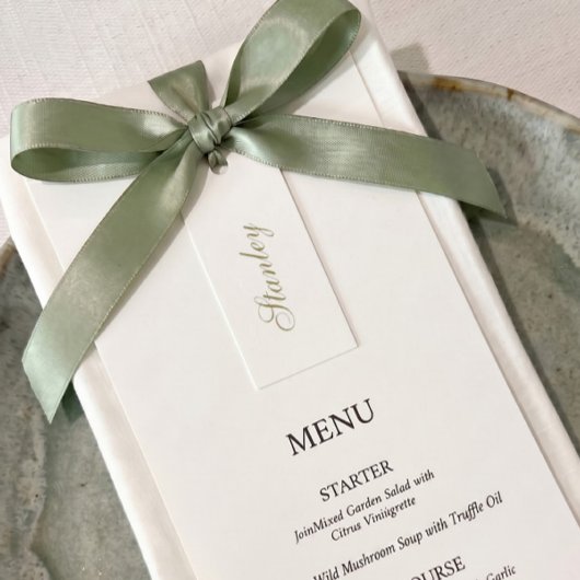 Cartes de menu de table avec nom de mariage en cal
