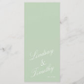 Cartes de menu de table de mariage rayées vert sau (Dos)
