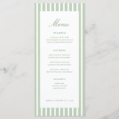 Cartes de menu de table de mariage rayées vert sau (Devant)