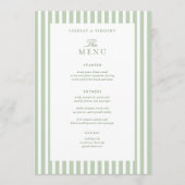 Cartes de menu de table de mariage vert classique (Devant)