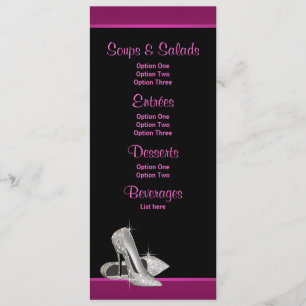 Cartes de menu de talons hauts de parties