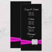 Cartes de menu diamant noir fuchsia rose vif (Devant / Derrière)
