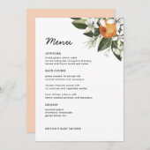 Cartes de menu du Baby shower de croûte orange (Devant / Derrière)