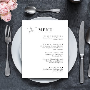 Cartes de menu du dîner Mariage noir et blanc