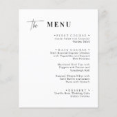 Cartes de menu du dîner Mariage noir et blanc (Devant)