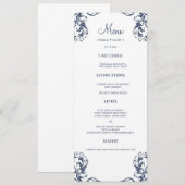 Cartes de menu du dîner mariage | Style bleu marin (Devant / Derrière)