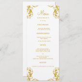 Cartes de menu du dîner mariage | Style Damas or (Devant / Derrière)
