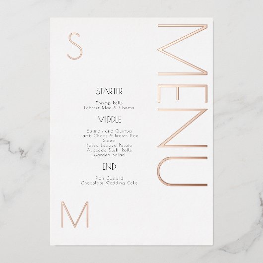 Cartes de menu du jour de mariage gras (Recto)