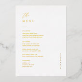 Cartes de menu du Mariage 5x7" Gold Foil (Recto)