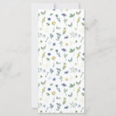 Cartes de menu du mariage à fleurs bleu vert (Dos)