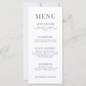 Cartes de menu du mariage à fleurs bleu vert (Devant)