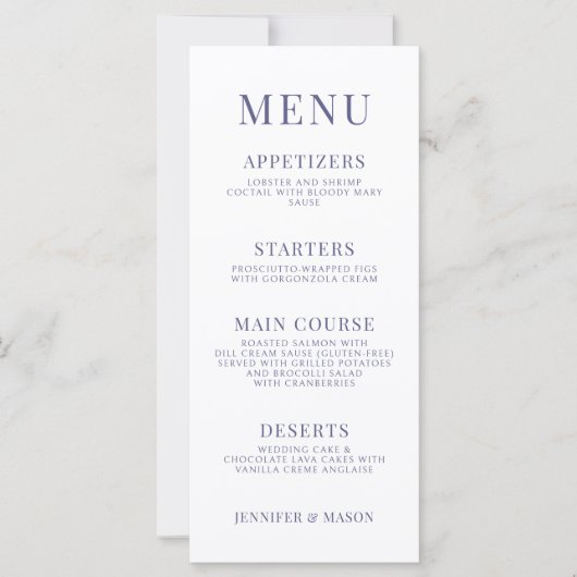 Cartes de menu du mariage à fleurs bleu vert (Devant)
