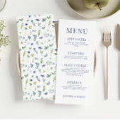 Cartes de menu du mariage à fleurs bleu vert