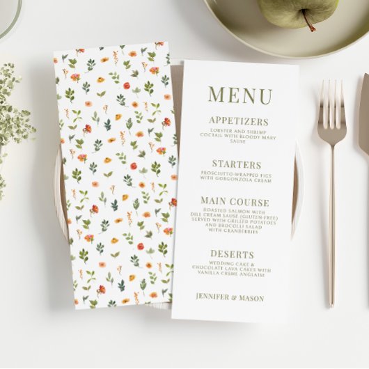 Cartes de menu du mariage à fleurs d'orange