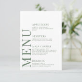 Cartes de menu du mariage botanique rustique feuil (Debout devant)