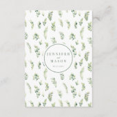 Cartes de menu du mariage botanique rustique feuil (Dos)