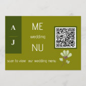Cartes de menu du Mariage du code QR vert simple (Devant)