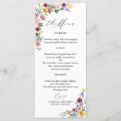 Cartes de menu du Mariage Fleur sauvage Boho (Devant)