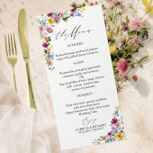Cartes de menu du Mariage Fleur sauvage Boho