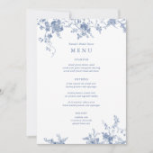Cartes de menu du Mariage Floral bleu (Devant)