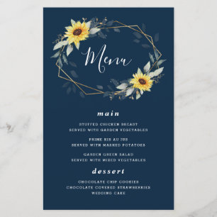 Cartes de menu du Mariage géométrique bleu de la S