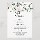 Cartes de menu du Mariage Rose blanche Aquarelle (Devant)