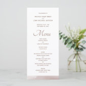 Cartes de menu élégantes à Mariage blanc rose pâle (Debout devant)