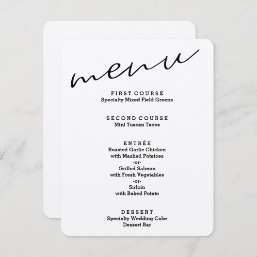 Cartes de menu en papier kraft rustique simple (Devant / Derrière)