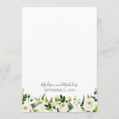 Cartes de menu Fleur Blanche et Mariage Vert (Dos)
