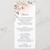 Cartes de menu Fleurs roses pêche blanc (Devant)