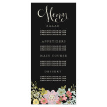 Cartes de menu Floral Garden Wedding