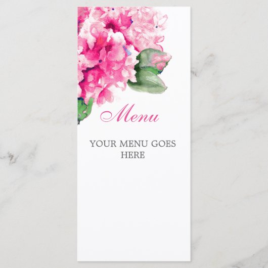 Cartes de menu Fuschia Floral Aquarelle (Devant)