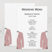 Cartes De Menu Gay Rose Et Blanc Mariage (Devant / Derrière)