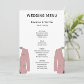 Cartes De Menu Gay Rose Et Blanc Mariage (Debout devant)