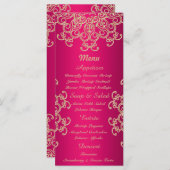 Cartes de menu Hot Pink et Gold Indian Style (Devant / Derrière)