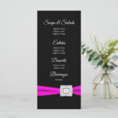 Cartes de menu Hot Pink Fuchsia Black Diamond (Debout devant)