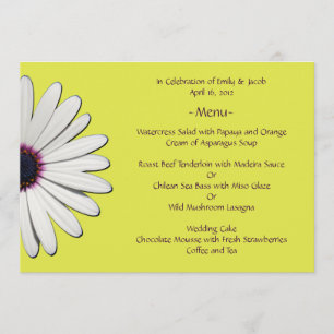 Cartes de menu Jaune Daisy
