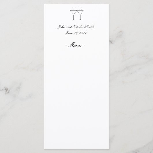 Cartes de menu "Lunettes de Champagne" (Devant)