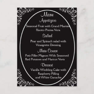 Cartes de menu mariage