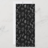 Cartes de menu mariage à fleurs blanches noires (Dos)